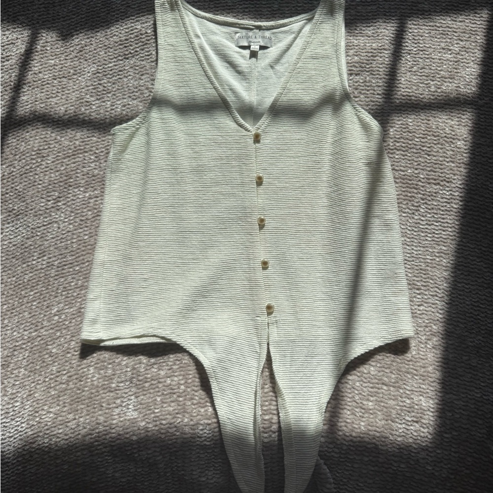 Madewell Textured Cream V-Neck Top